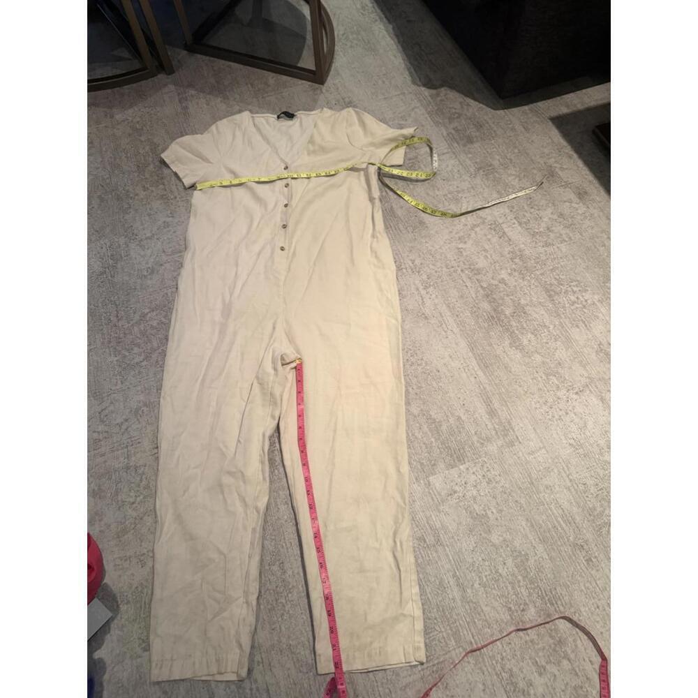 HATCH Cream Maternity Button-Up Jumpsuit with Short Sleeves sz 2/M